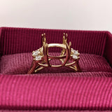 Statement Rings-Statement Trio Diamond Accent Ring Setting in 14K Solid Gold | Oval 10x8 11x9 12x10 | Gemstone Ring | Split Shank | Wide Band | Customizable - NNJGemstones