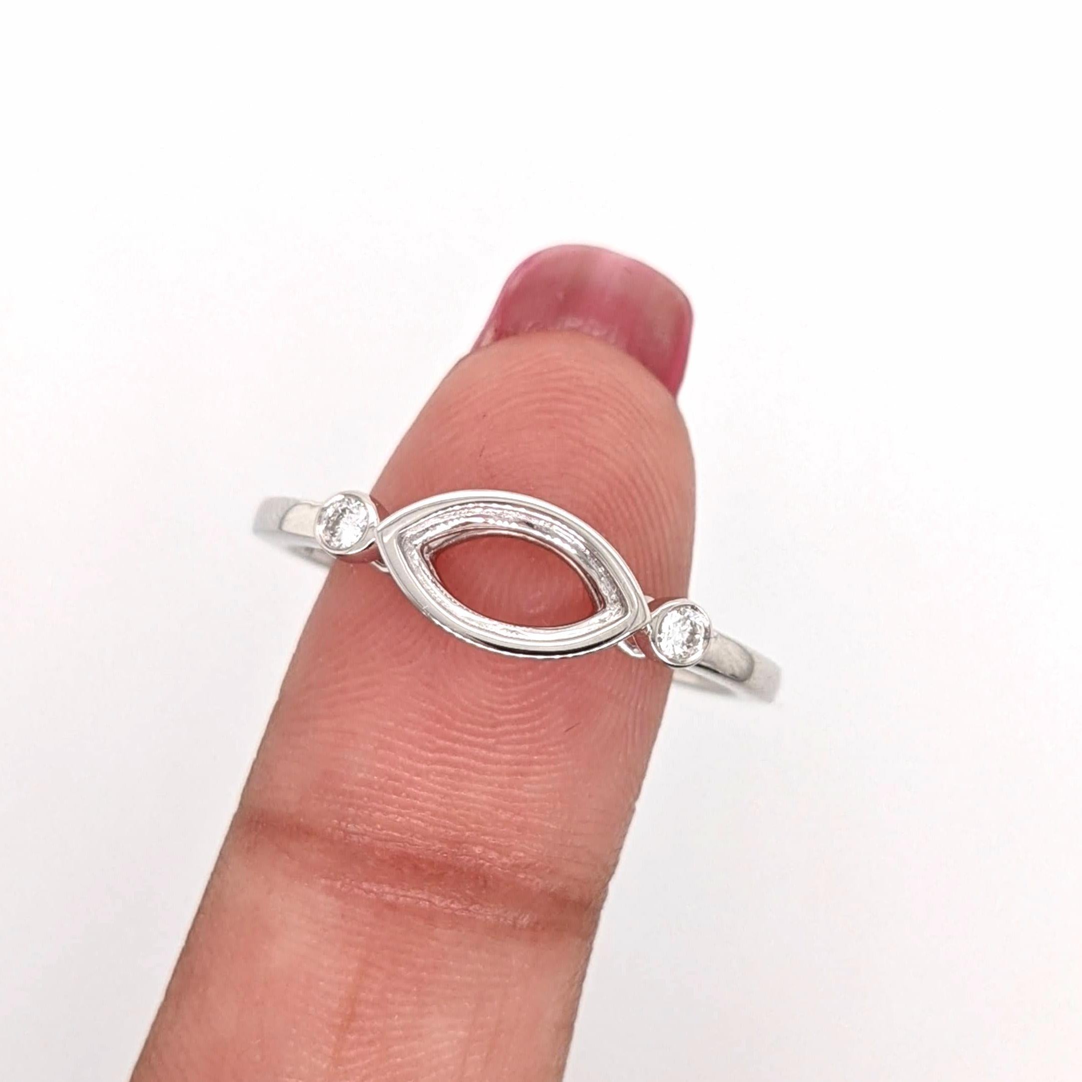 Statement Rings-Bezel Set East West Ring Setting w Diamond Accents in 14K Solid Gold | Marquise Shape 7x5 8x6 9x7 | Minimalistic Ring | Customizable - NNJGemstones