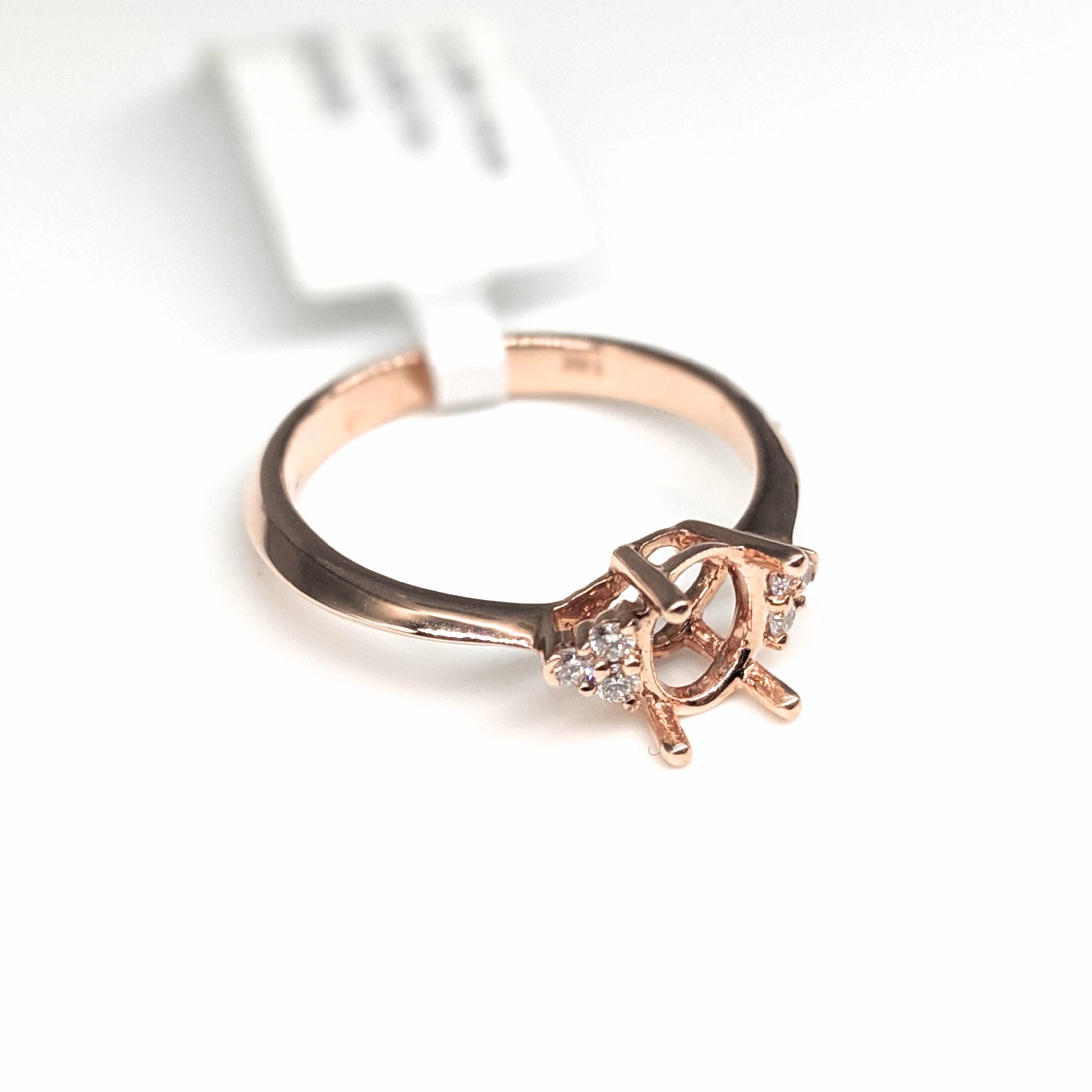 Statement Rings-Elegant Ring Setting W Natural Diamond Triad Accents in 14K Solid Gold | Oval Shape 7x5 8x6 | Daily Wear Jewelry | Customizable - NNJGemstones