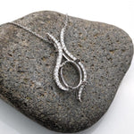 Pendants-Oval Pendant Setting W Asymmetrical Pave Diamond Halo in 14K Solid Gold I 7x5 8x6 9x7 10x8 11x9 12x10 | Gemstone Setting | Customizable - NNJGemstones