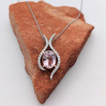 Pendants-Oval Pendant Setting W Asymmetrical Pave Diamond Halo in 14K Solid Gold I 7x5 8x6 9x7 10x8 11x9 12x10 | Gemstone Setting | Customizable - NNJGemstones