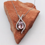 Pendants-Oval Pendant Setting W Asymmetrical Pave Diamond Halo in 14K Solid Gold I 7x5 8x6 9x7 10x8 11x9 12x10 | Gemstone Setting | Customizable - NNJGemstones