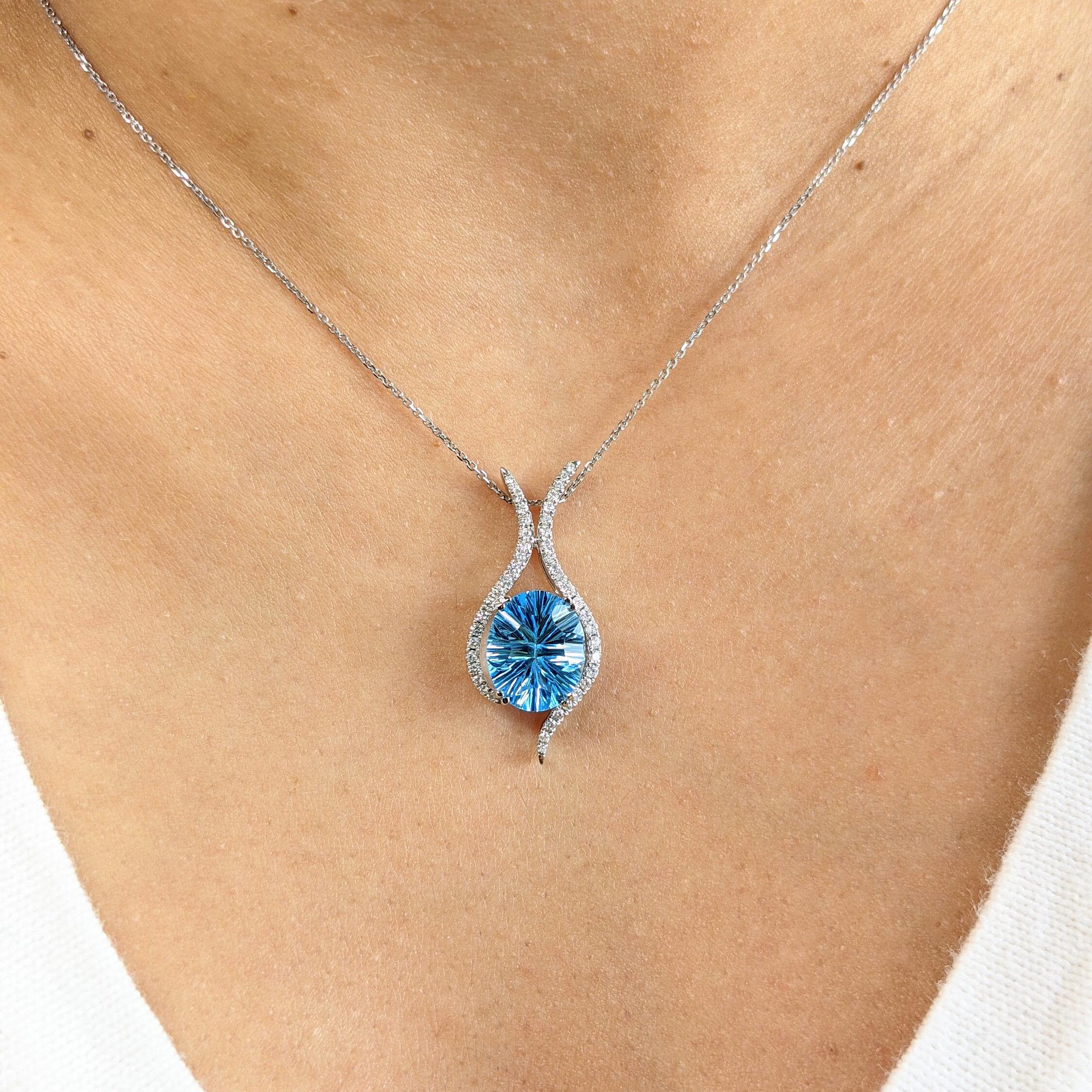 Pendants-Oval Pendant Setting W Asymmetrical Pave Diamond Halo in 14K Solid Gold I 7x5 8x6 9x7 10x8 11x9 12x10 | Gemstone Setting | Customizable - NNJGemstones