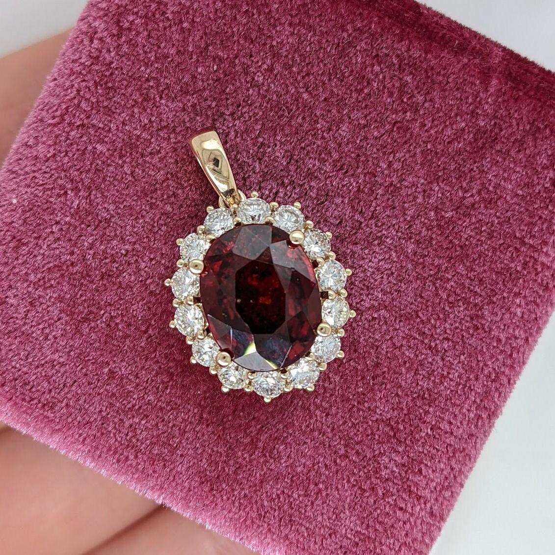 Pendants-Pretty Pendant Setting W Natural Diamond Halo in 14K Solid Gold | Oval Shape 9x7 10x8 11x9 12x10 | Gemstone Setting | Customizable - NNJGemstones