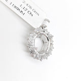 Pendants-Pretty Pendant Setting W Natural Diamond Halo in 14K Solid Gold | Oval Shape 9x7 10x8 11x9 12x10 | Gemstone Setting | Customizable - NNJGemstones