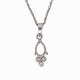 Cute Minimalist Pendant Setting W Natural Diamond Accents in 14K Solid Gold | Pear Shape | Customizable