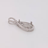 Pendants-Classic Pendant Setting with Natural Diamond Halo in 14K Solid Gold | Pear Shape 12.5x5mm | Gemstone Setting | Customizable - NNJGemstones