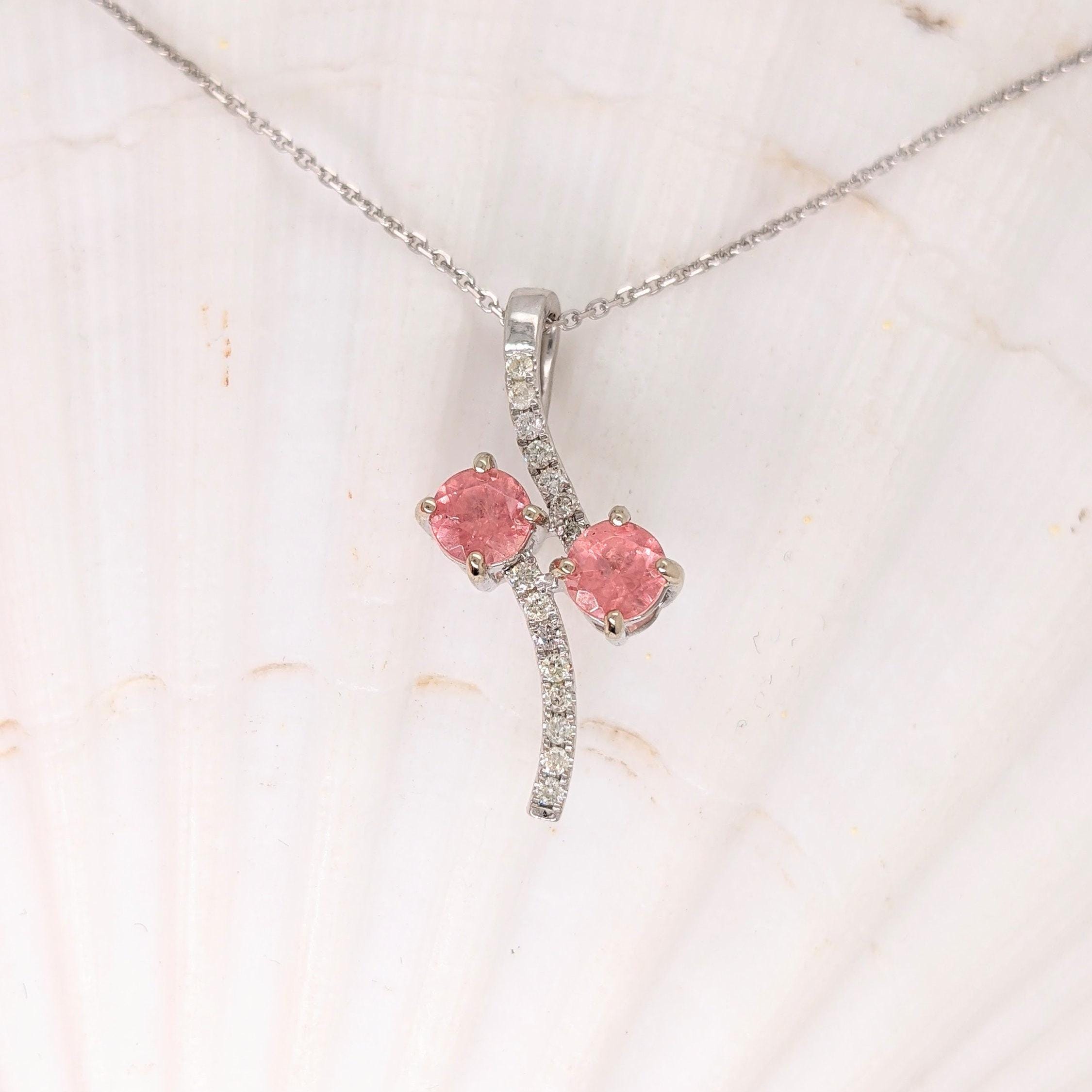 Pendants-Toi et Moi Diamond Pave Pendant Setting in 14K Solid Gold | Round Shape 4mm 4.5mm 5mm | Gemstone Setting | 2 stone Semi Mount | Customizable - NNJGemstones