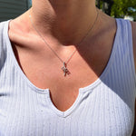 Pendants-Toi et Moi Diamond Pave Pendant Setting in 14K Solid Gold | Round Shape 4mm 4.5mm 5mm | Gemstone Setting | 2 stone Semi Mount | Customizable - NNJGemstones