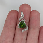 Pendants-Twisting Asymmetrical Pendant Setting W Natural Diamond Accents & Milgrain Details in 14K Solid Gold | Trillion 8mm 9mm 12mm | Customizable - NNJGemstones