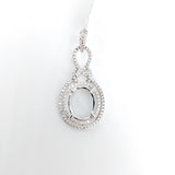 Pendants-Double Diamond Pave Halo Pendant Setting in 14K Solid Gold | Oval Shape 12x10 13x11 14x12 | Art Deco | Statement Necklace | Customizable - NNJGemstones