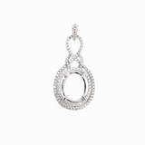 Double Diamond Pave Halo Pendant Setting in 14K Solid Gold | Oval Shape | Customizable