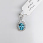 Pendants-Infinity Loop Design Pendant Setting W Natural Diamond Accents in 14K Solid Gold | Oval 7x5 8x6 9x7 12x10 | Gemstone Setting | Customizable - NNJGemstones