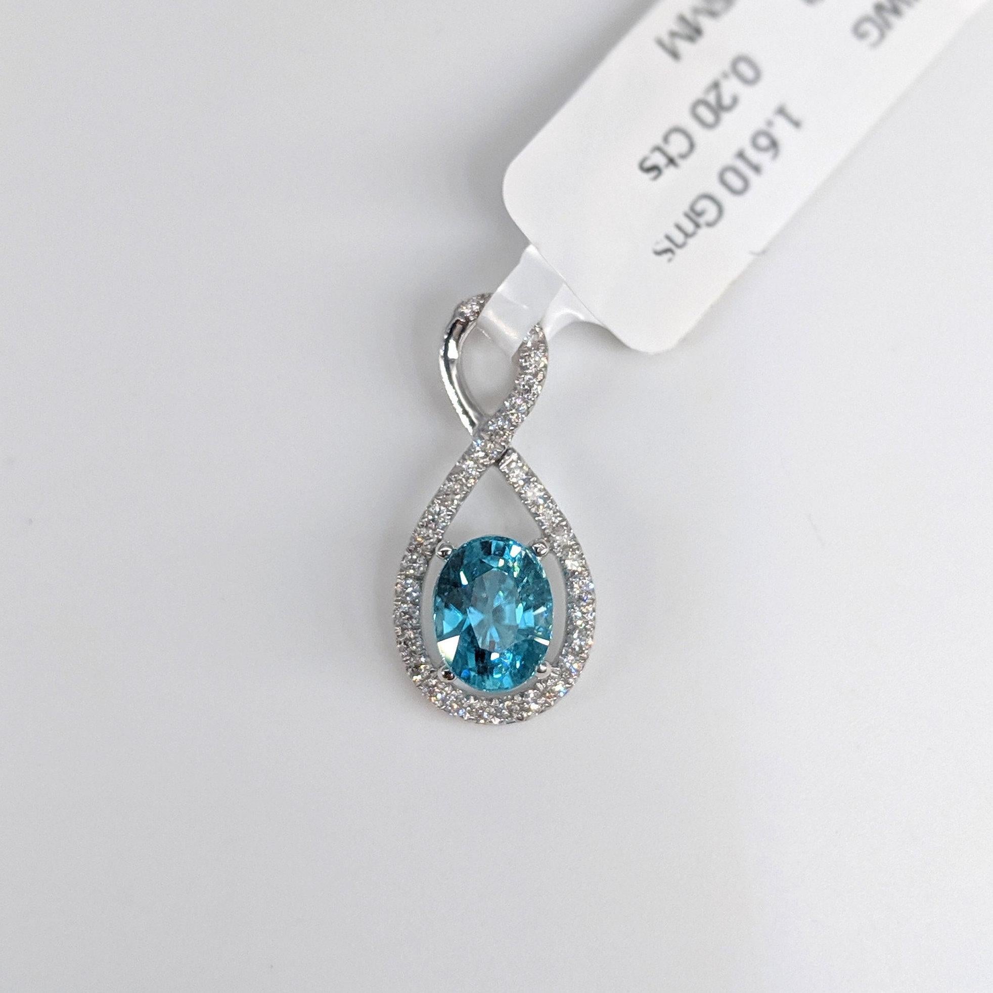 Pendants-Infinity Loop Design Pendant Setting W Natural Diamond Accents in 14K Solid Gold | Oval 7x5 8x6 9x7 12x10 | Gemstone Setting | Customizable - NNJGemstones