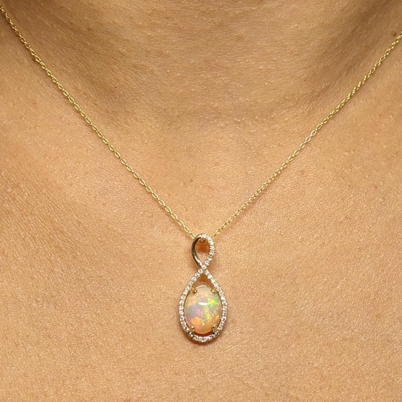 Pendants-Infinity Loop Design Pendant Setting W Natural Diamond Accents in 14K Solid Gold | Oval 7x5 8x6 9x7 12x10 | Gemstone Setting | Customizable - NNJGemstones