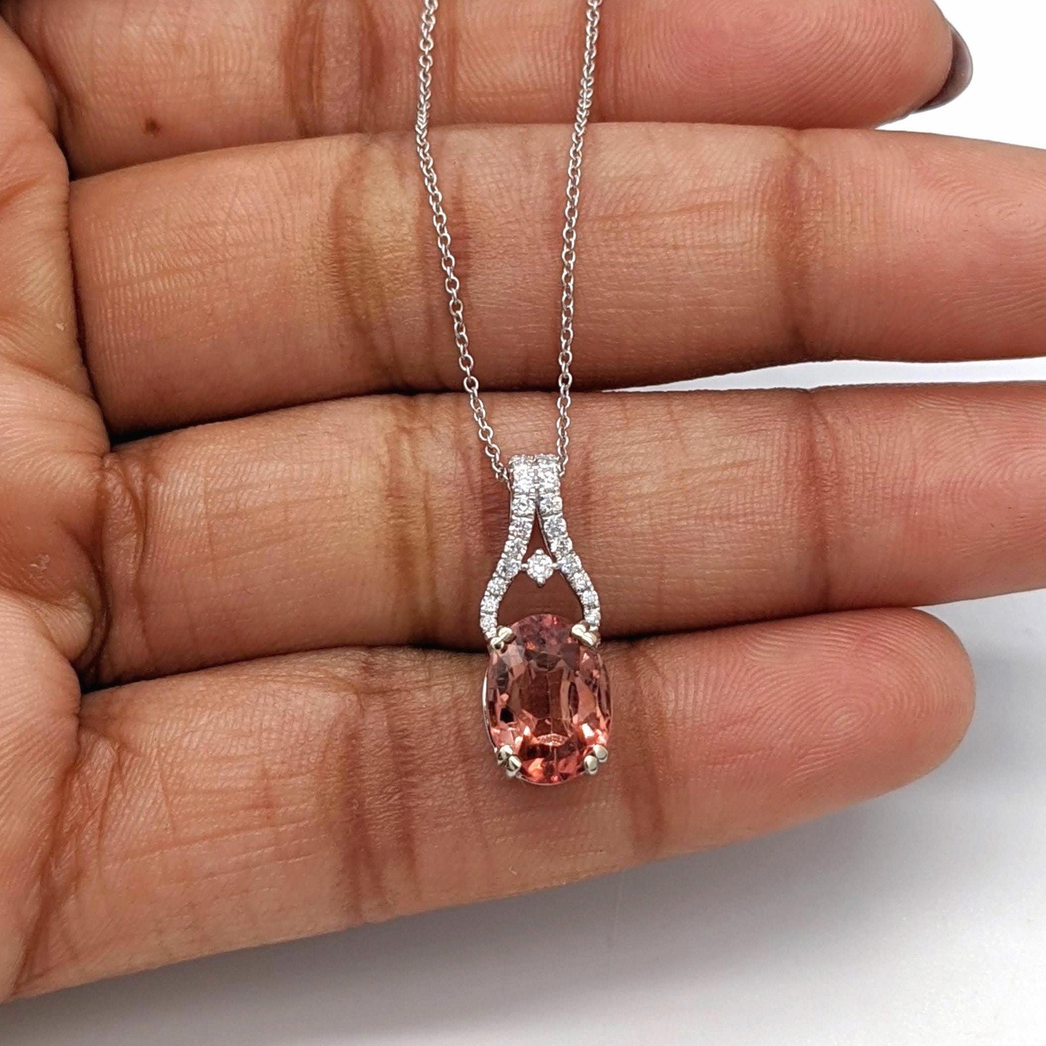 Pendants-Lovely Pendant Setting W Natural Diamond Bail in 14K Solid Gold | Oval Shape 8x6 9x7 10x8 | Gemstone Pendant | Dainty Jewelry | Customizable - NNJGemstones