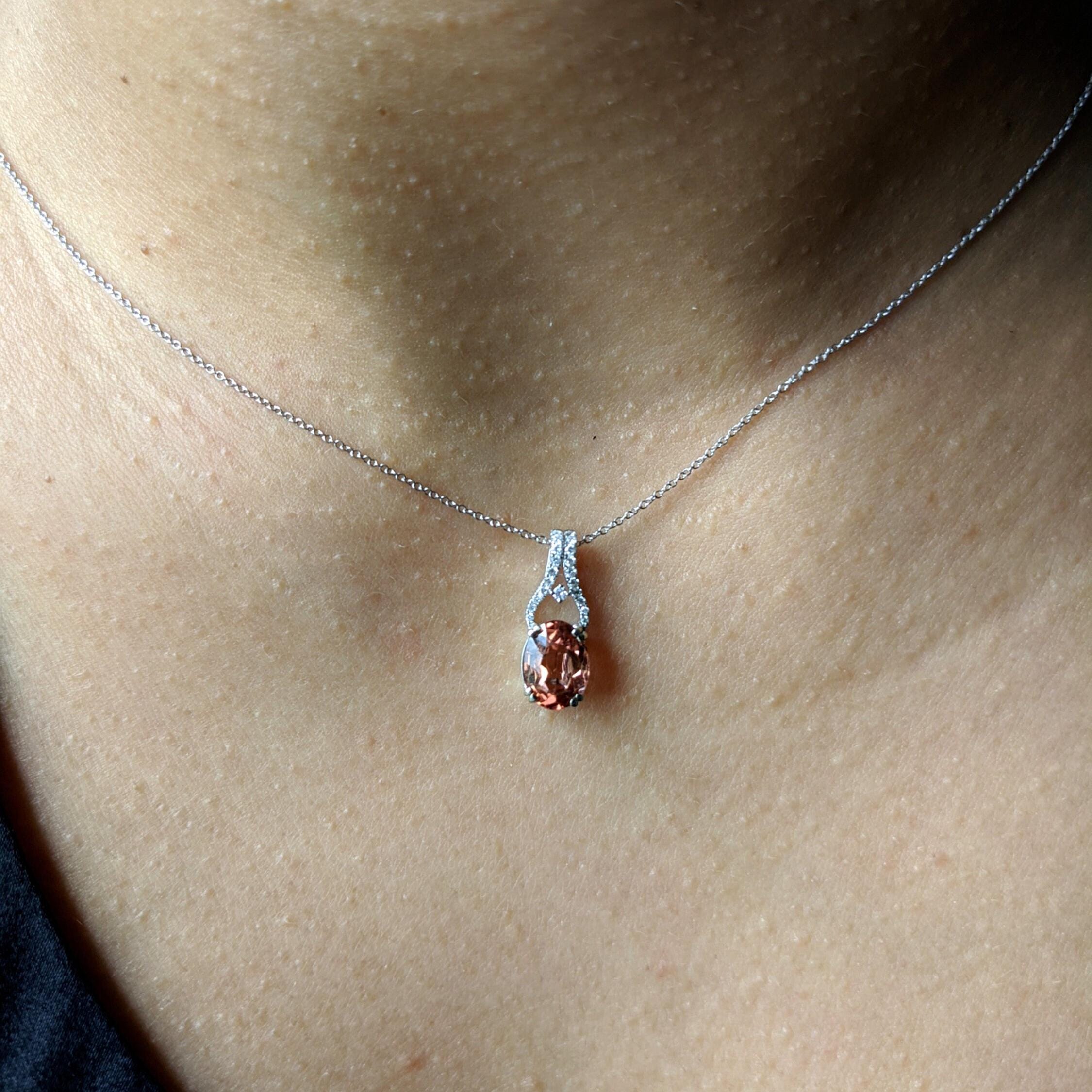 Pendants-Lovely Pendant Setting W Natural Diamond Bail in 14K Solid Gold | Oval Shape 8x6 9x7 10x8 | Gemstone Pendant | Dainty Jewelry | Customizable - NNJGemstones