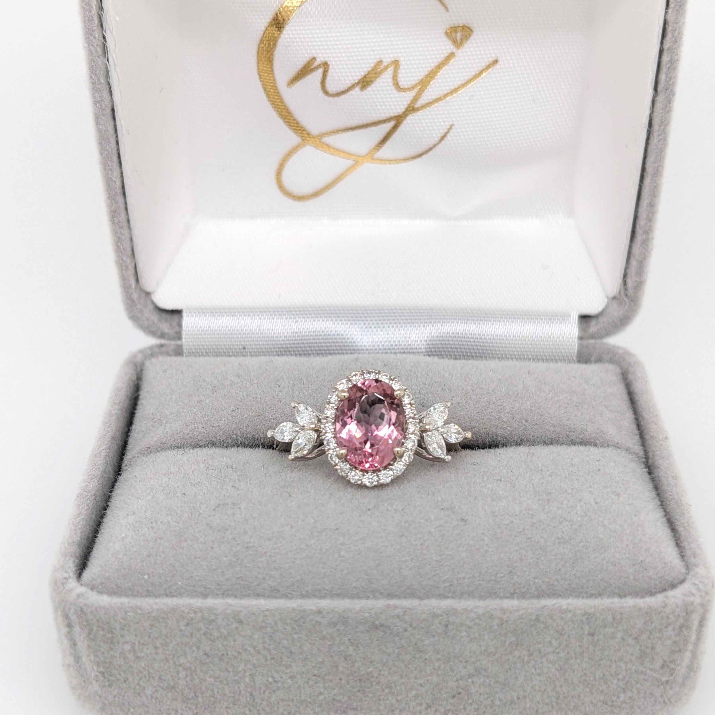 Statement Rings-Leaf Themed Accent Ring Setting W Natural Diamond Halo in 14K Solid Gold | Oval 7x5 8x6 9x7 | Gemstone Ring | Engagement Ring | Customizable - NNJGemstones