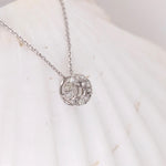 Pendants-Minimalist Halo Pendant Design Setting in 14K Solid Gold | Round Shape 4mm 5mm 6mm | Natural Diamond Accents | Dainty Jewelry | Customizable - NNJGemstones