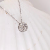 Pendants-Minimalist Halo Pendant Design Setting in 14K Solid Gold | Round Shape 4mm 5mm 6mm | Natural Diamond Accents | Dainty Jewelry | Customizable - NNJGemstones