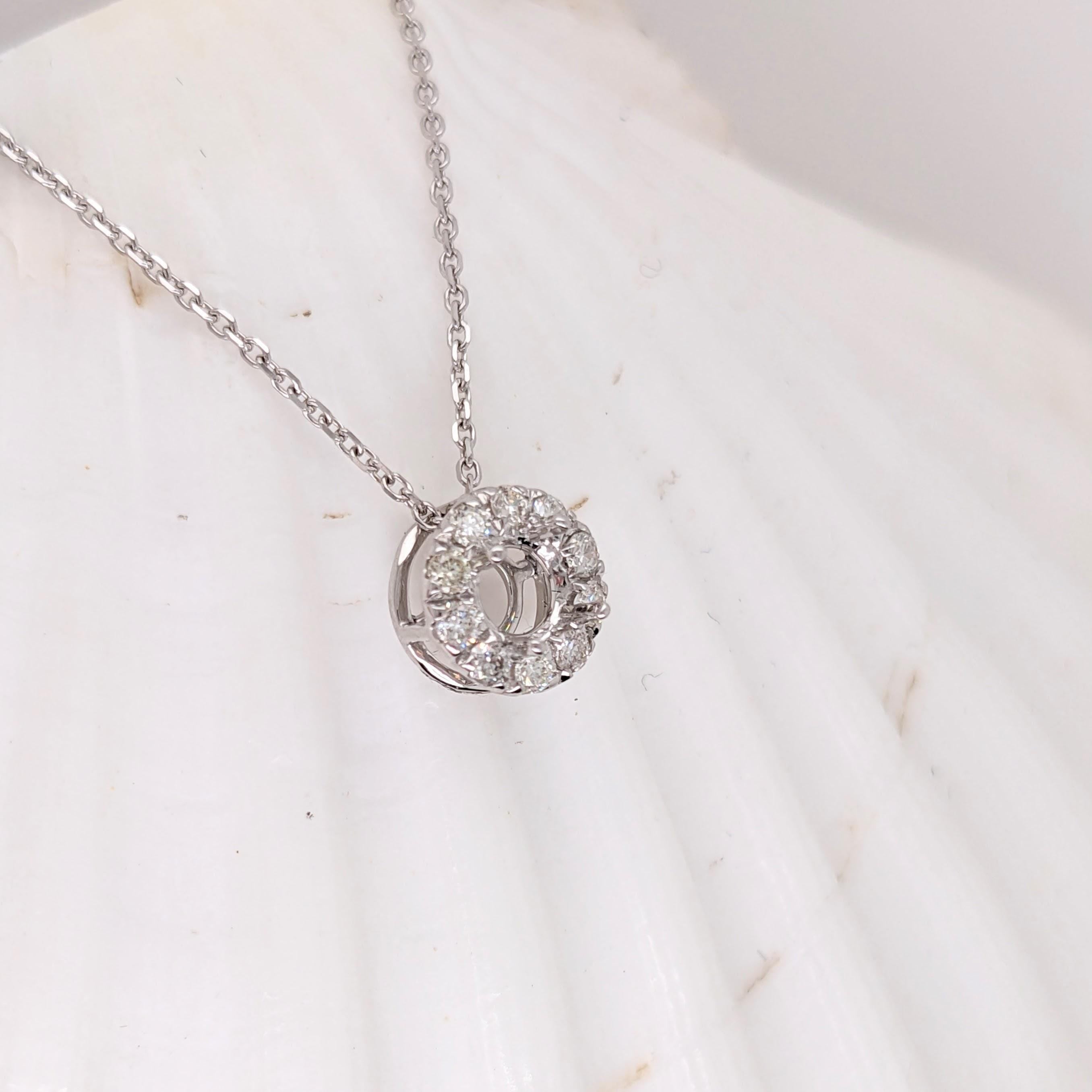 Pendants-Minimalist Halo Pendant Design Setting in 14K Solid Gold | Round Shape 4mm 5mm 6mm | Natural Diamond Accents | Dainty Jewelry | Customizable - NNJGemstones