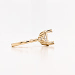 Statement Rings-Dainty Round Ring Setting w Natural Baguette Diamonds in 14K Solid Gold | Brilliant 6.5mm 7mm 8mm 9mm 10mm 12mm 14mm | Customizable - NNJGemstones