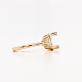 Statement Rings-Dainty Round Ring Setting w Natural Baguette Diamonds in 14K Solid Gold | Brilliant 6.5mm 7mm 8mm 9mm 10mm 12mm 14mm | Customizable - NNJGemstones