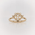 Statement Rings-Dainty Round Ring Setting w Natural Baguette Diamonds in 14K Solid Gold | Brilliant 6.5mm 7mm 8mm 9mm 10mm 12mm 14mm | Customizable - NNJGemstones