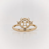 Statement Rings-Dainty Round Ring Setting w Natural Baguette Diamonds in 14K Solid Gold | Brilliant 6.5mm 7mm 8mm 9mm 10mm 12mm 14mm | Customizable - NNJGemstones