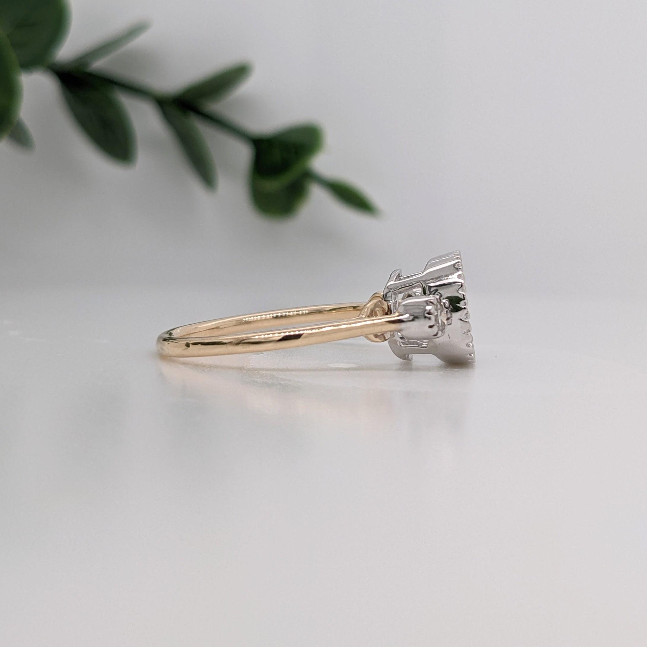 Statement Rings-East West Cushion Cut Ring Setting w Natural Diamond Accents and Milgrain Detail in 14K Solid Gold | 7x5 8x6 9x7 | Bezel Set | Customizable - NNJGemstones