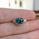 Statement Rings-East West Cushion Cut Ring Setting w Natural Diamond Accents and Milgrain Detail in 14K Solid Gold | 7x5 8x6 9x7 | Bezel Set | Customizable - NNJGemstones