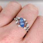 Statement Rings-Nature Inspired Leaf Vine Ring Setting w Natural Diamond Accents in 14K Solid Gold | Marquise 8x4 10x5 12x6 | Bypass Ring | Customizable - NNJGemstones