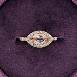 Statement Rings-East West Classic Diamond Halo Ring Setting in 14k Gold | Marquise 9x4.5mm | Gemstone Mount | Anniversary Ring | Customizable - NNJGemstones