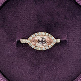 Statement Rings-East West Classic Diamond Halo Ring Setting in 14k Gold | Marquise 9x4.5mm | Gemstone Mount | Anniversary Ring | Customizable - NNJGemstones