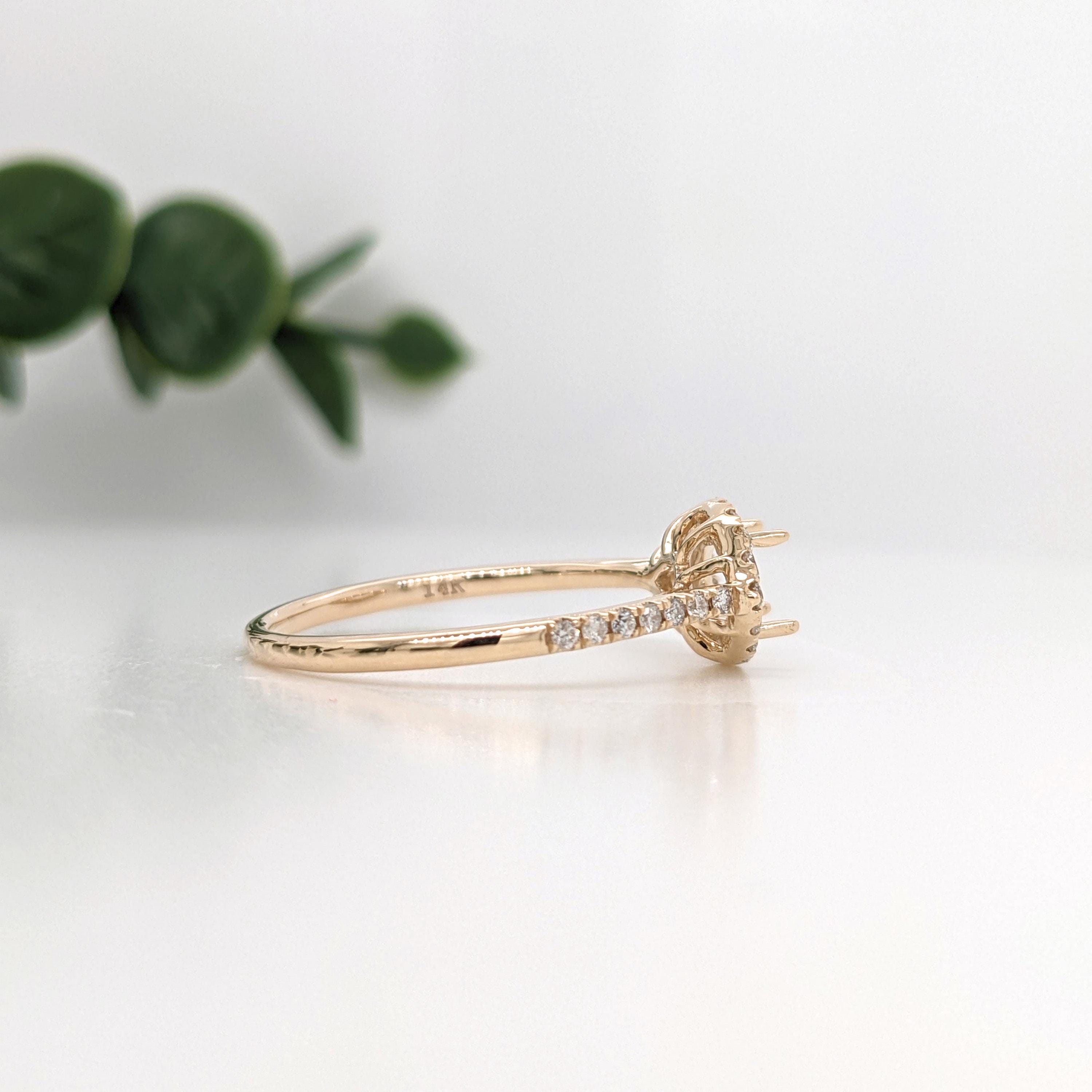 Statement Rings-East West Classic Diamond Halo Ring Setting in 14k Gold | Marquise 9x4.5mm | Gemstone Mount | Anniversary Ring | Customizable - NNJGemstones
