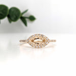 Statement Rings-East West Classic Diamond Halo Ring Setting in 14k Gold | Marquise 9x4.5mm | Gemstone Mount | Anniversary Ring | Customizable - NNJGemstones