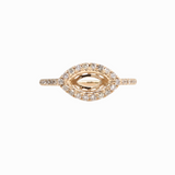 East West Classic Diamond Halo Ring Setting in 14k Gold | Marquise 9x4.5mm | Gemstone Mount | Anniversary Ring | Customizable