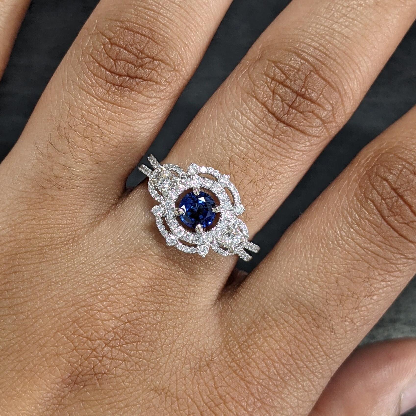 Statement Rings-Statement Double Halo Diamond Ring Setting in 14K Solid Gold | Round Shape 7mm 8mm 9mm w 3mm Side Stone Settings | Customizable - NNJGemstones