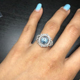 Statement Rings-Statement Double Halo Diamond Ring Setting in 14K Solid Gold | Round Shape 7mm 8mm 9mm w 3mm Side Stone Settings | Customizable - NNJGemstones