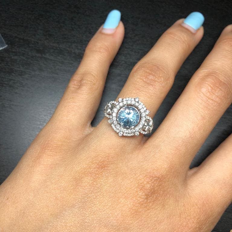 Statement Rings-Statement Double Halo Diamond Ring Setting in 14K Solid Gold | Round Shape 7mm 8mm 9mm w 3mm Side Stone Settings | Customizable - NNJGemstones