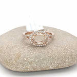 Statement Rings-East West Split Shank Ring Setting w Natural Diamond Halo and Pave Diamond Shank in 14K Solid Gold | Oval Shape 8x6 9x7 10x8 | Customizable - NNJGemstones