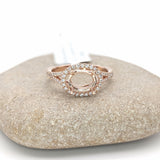 Statement Rings-East West Split Shank Ring Setting w Natural Diamond Halo and Pave Diamond Shank in 14K Solid Gold | Oval Shape 8x6 9x7 10x8 | Customizable - NNJGemstones