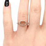 Statement Rings-East West Split Shank Ring Setting w Natural Diamond Halo and Pave Diamond Shank in 14K Solid Gold | Oval Shape 8x6 9x7 10x8 | Customizable - NNJGemstones