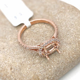 Statement Rings-East West Split Shank Ring Setting w Natural Diamond Halo and Pave Diamond Shank in 14K Solid Gold | Oval Shape 8x6 9x7 10x8 | Customizable - NNJGemstones