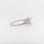 Statement Rings-East West Split Shank Ring Setting w Natural Diamond Halo and Pave Diamond Shank in 14K Solid Gold | Oval Shape 8x6 9x7 10x8 | Customizable - NNJGemstones