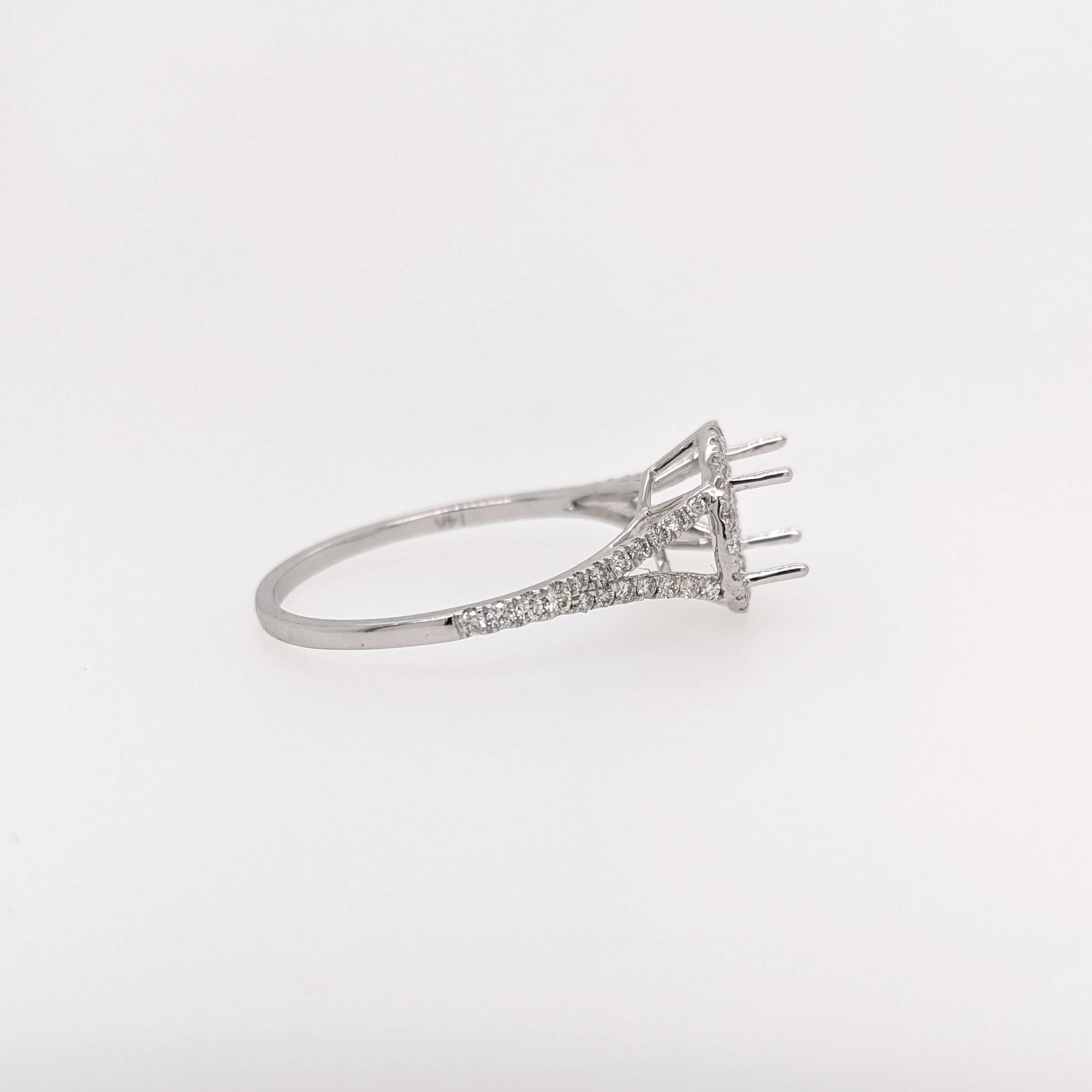 Statement Rings-East West Split Shank Ring Setting w Natural Diamond Halo and Pave Diamond Shank in 14K Solid Gold | Oval Shape 8x6 9x7 10x8 | Customizable - NNJGemstones