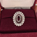 Statement Rings-Art Deco Style Ring Setting with a Scalloped Bezel Set Diamond Halo in Solid 14K Gold | Oval 14x10mm | Large Gemstone Setting | Customizable - NNJGemstones