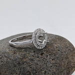 Engagement Rings-Statement Double Halo Ring Setting in 14K Solid Gold | Round 6mm 6.5mm 7mm | Natural Diamond Accents | Classic Ring Design | Customizable - NNJGemstones