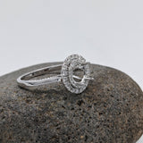 Engagement Rings-Statement Double Halo Ring Setting in 14K Solid Gold | Round 6mm 6.5mm 7mm | Natural Diamond Accents | Classic Ring Design | Customizable - NNJGemstones