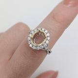 Statement Rings-Charming Diamond Double Halo Ring Setting W a Twist Infinity Shank in 14K Gold | Oval Shape 8x6mm 10x8mm | Gemstone Setting | Customizable - NNJGemstones